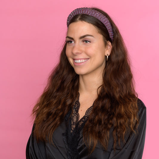 Nicole Hårbøjle med perler - Lilla