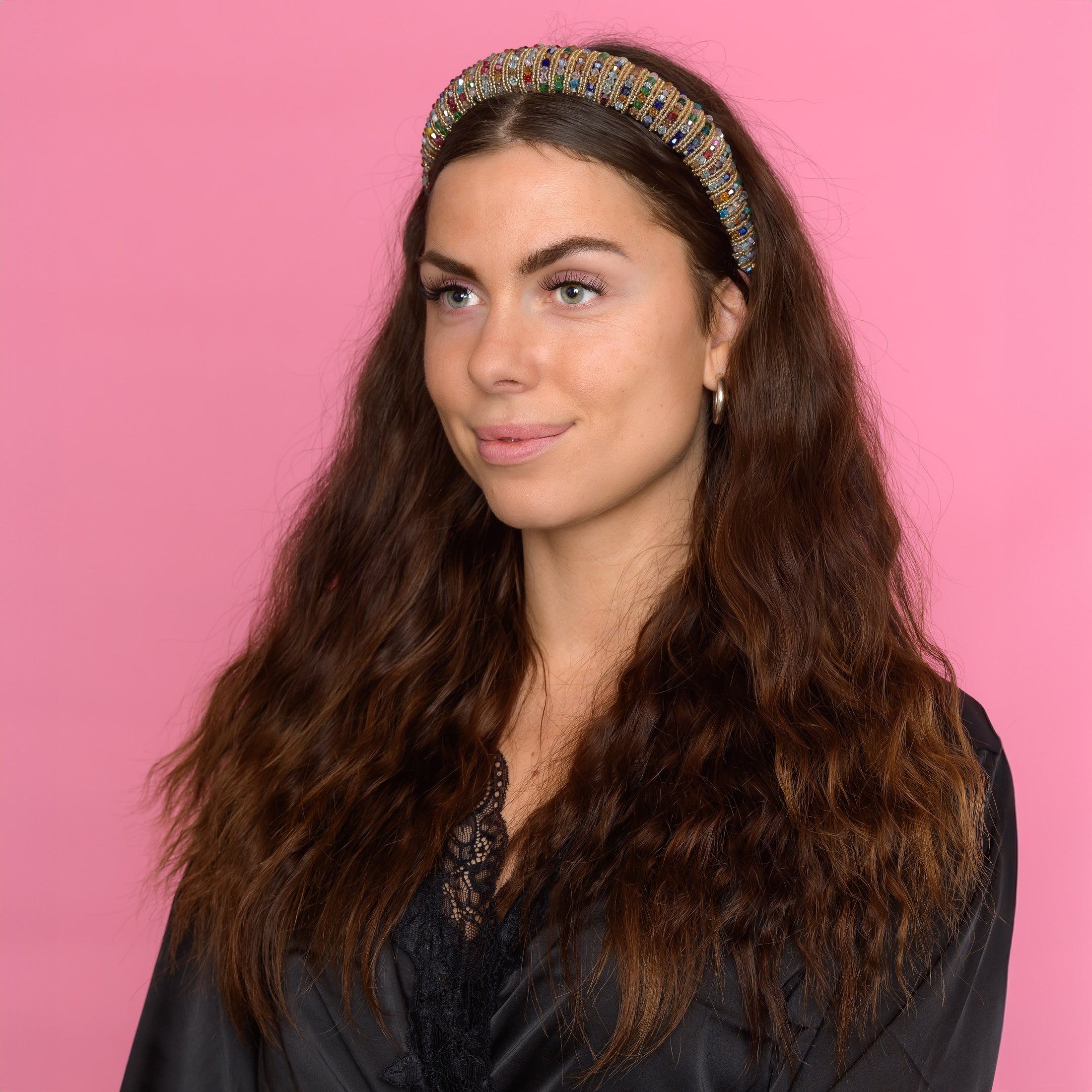 Nicole Hårbøjle med perler - Multi