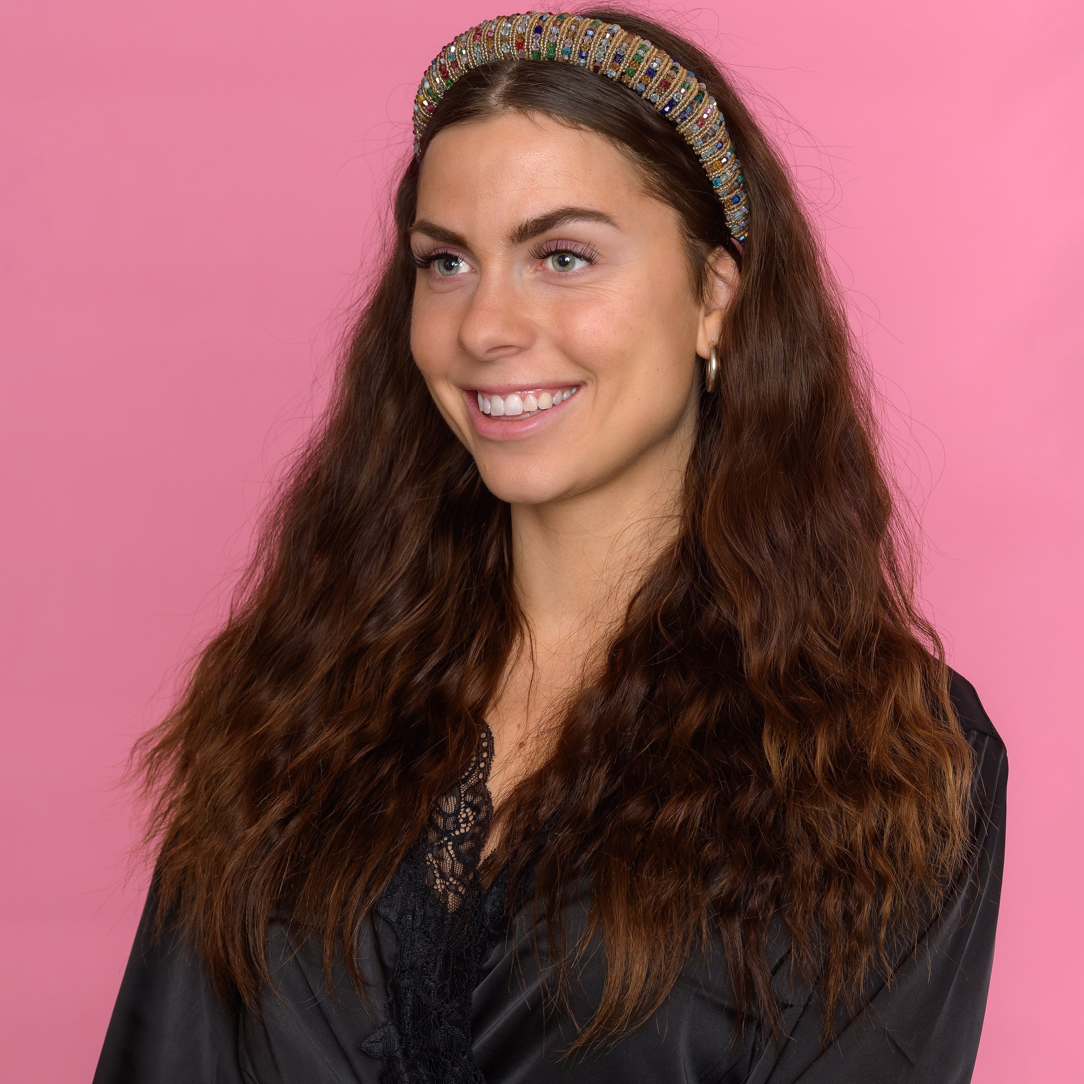 Nicole Hårbøjle med perler - Multi