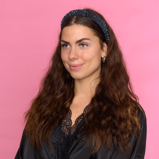 Nicole Hårbøjle med perler - Midtnight
